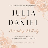 Wedding invitation Instagram post template, watercolor aesthetic psd