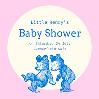 Little bears baby shower template, Instagram post psd