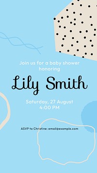 Blue memphis baby shower template, Instagram story psd