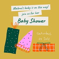 Cute baby shower template, Instagram post psd