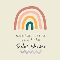 Rainbow baby shower template, Instagram post psd