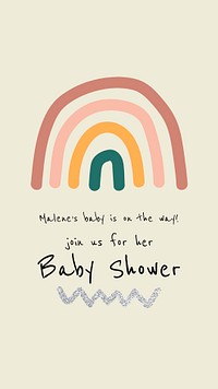 Rainbow baby shower template, Instagram story psd