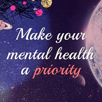 Aesthetic galaxy Instagram post template, mental health quote psd