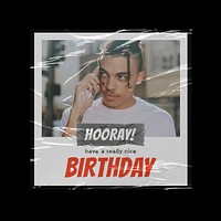 Instant film Instagram post template, birthday greeting card psd