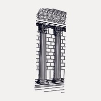 European semi-columns drawing, vintage architecture illustration vector. Free public domain CC0 image.