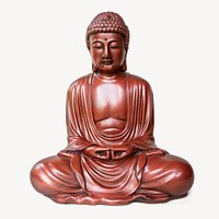 Buddha statue sticker, Buddhism religion sculpture image psd