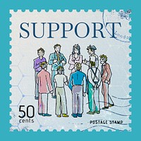 Business support postage stamp template psd