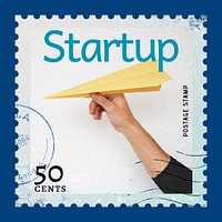 Startup business postage stamp template psd