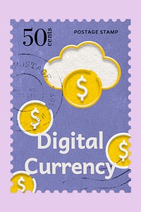 Digital currency postage stamp template psd