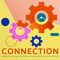 Business connection Instagram post template, cogwheel illustration psd