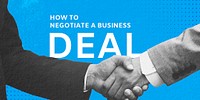 Business deal Twitter ad template, businessmen handshake remixed media psd