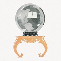 Silver ball collage element, vintage illustration psd