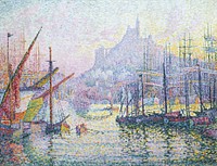 Notre Dame de la Garde (La Bonne&ndash;M&egrave;re), Marseilles (ca. 1905&ndash;1906) painting in high resolution by <a href="https://www.rawpixel.com/search/Paul%20Signac?sort=curated&amp;page=1&amp;topic_group=_my_topics">Paul Signac</a>. Original from The MET Museum. Digitally enhanced by rawpixel.