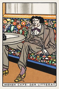Viennese Caf&eacute;: The Man of Letters (Wiener Caf&eacute;: Der Litterat) (1911) print in high resolution by Moriz Jung. Original from the MET Museum. Digitally enhanced by rawpixel.