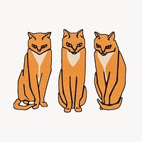 Julie de Graag's three cats vintage illustration