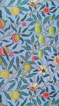 William Morris pattern phone wallpaper, fruit pattern mobile background