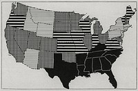 Map showing admission rates for measles by state, per 1000 per annum of white enlisted men in the United States from April 1917 to December 1919.