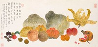 Fruit (1945) Chinese painting in high resolution by Ding Fuzhi. Original from The MET. Digitally enhanced by rawpixel.