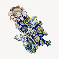 William Morris's Flowers collage element, watercolor illustration psd