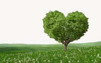 Green heart tree border, nature background psd