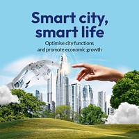 Smart city, Facebook post template, editable remixed media design psd