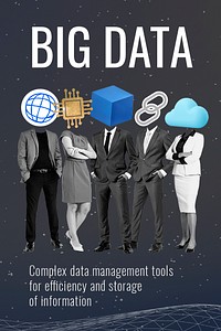 Big data Pinterest post template, business remixed media psd