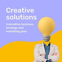 Creative solutions Instagram post template, business remixed media psd