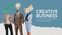 Creative business banner template, abstract remixed media psd