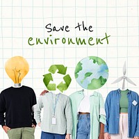 Environment Instagram post template, save the world remixed media psd