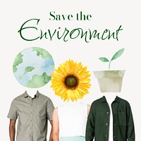 Save environment Instagram post template, creative remixed media psd