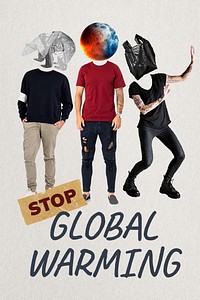 Stop global warming  template, environment remixed media psd