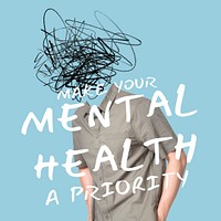 Mental health Instagram post template, creative remixed media psd