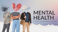 Mental health banner template, creative remixed media psd