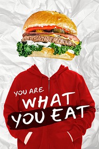 Foodie quote template, you are what you eat psd