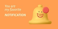 Favorite notification Twitter ad template, 3D bell illustration psd