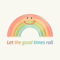 Rainbow aesthetic Instagram post template, good times quote psd