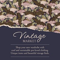 Vintage market Instagram post template, aesthetic floral pattern psd, famous Maurice Pillard Verneuil artwork remixed by rawpixel