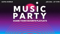 Music party blog banner template, psd
