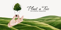 Plant trees Twitter ad template, editable design psd