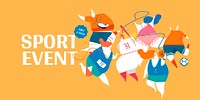 Sport event Twitter post template, cute athlete illustration psd