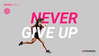 Never give up banner template, sports aesthetic psd