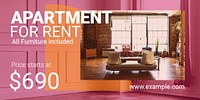 Apartment rental Twitter ad template, editable text psd