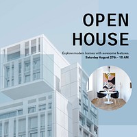 Open house Instagram post template, editable ad design psd