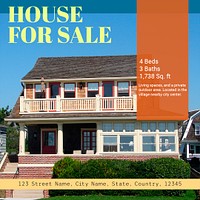 House sale Instagram post template, editable ad design psd