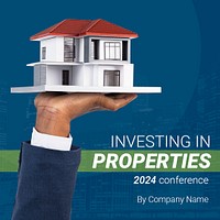 Property investment Instagram post template, editable ad design psd