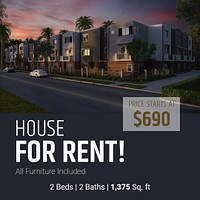 Rent house Instagram post template, editable ad design psd