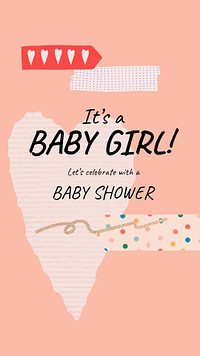 Girl baby shower template, Instagram story psd