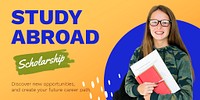 Study abroad Twitter post template, educational campaign psd