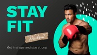 Exercising man PowerPoint presentation template, fitness campaign psd