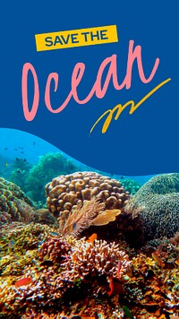 Coral reefs Instagram story template, environmental campaign psd